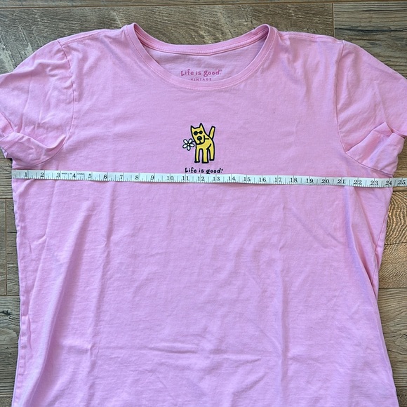 Life is Good Vintage Pink Short Sleeve T-Shirt Dog with Flower, Women’s Size XXL - Picture 4 of 8